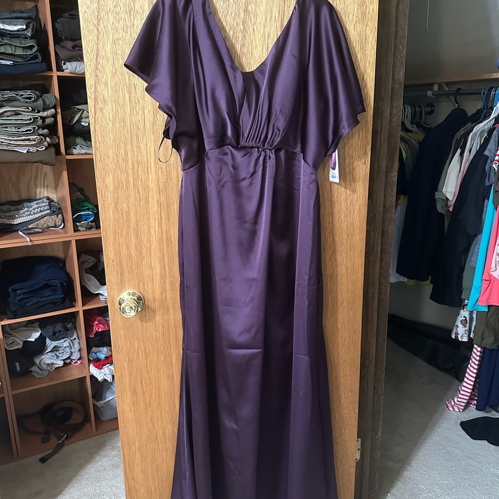 Revelry Satin Gwen Dress in Eggplant